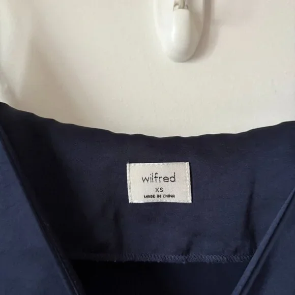 Aritzia Wilfred Only Slit Slip Midi Dress Classic Navy Blue Size XS - Picture 9 of 11